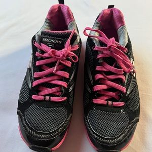 6.5 Sketchers Flex Sole Women's Black Pink Footwear Active Shoes Sneakers Sports